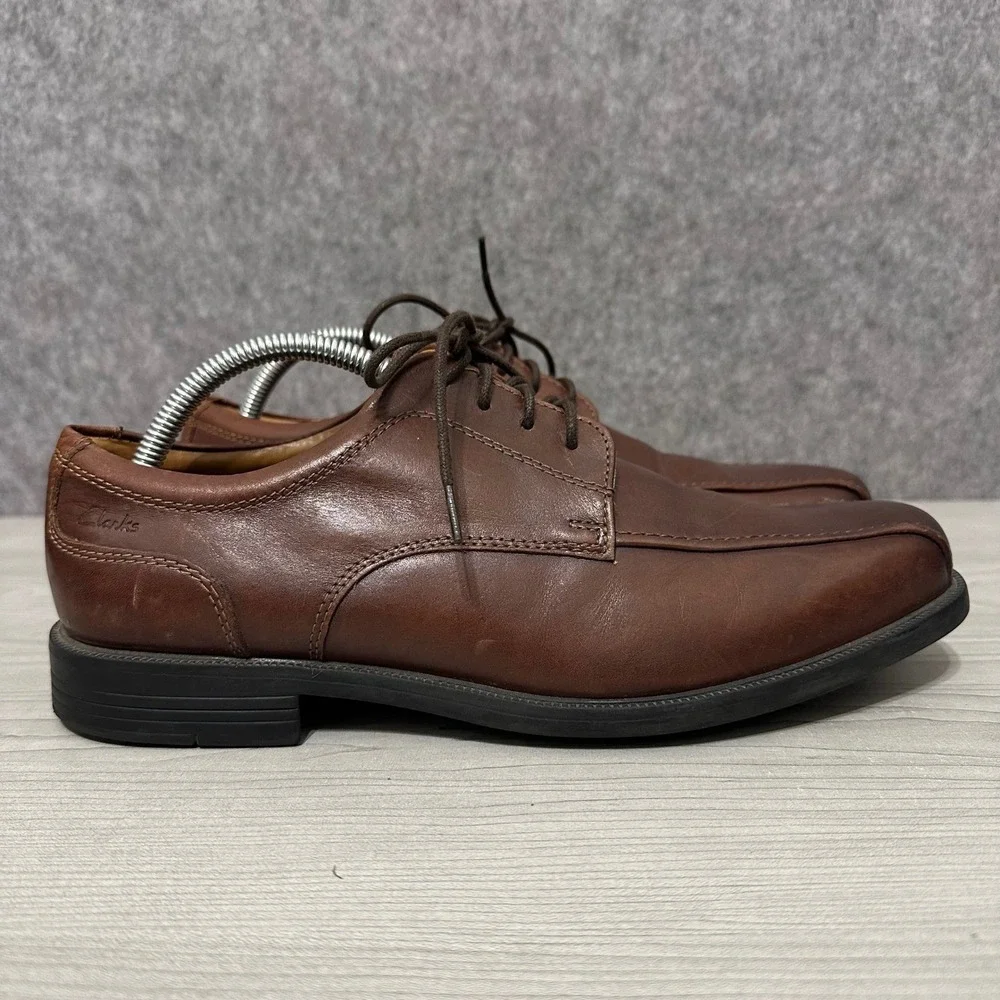 Clarks Tilden Walk Oxford Brown Leather Lace Up Mens Dress Shoes 9.5‎